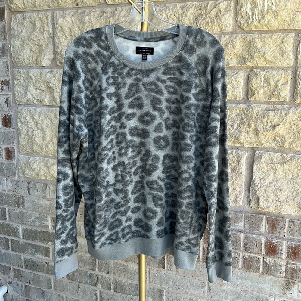 Lucky Brand Leopard Print Soft Pullover Sweater Size: XL